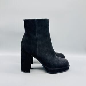 Jeffrey Campbell Boots Womens 9 Black Suede Platform Ankle Tall Block Heel Zip